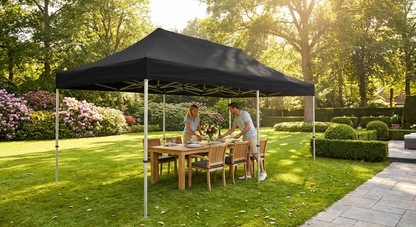 Black pop-up gazebo with aluminium frame for outdoor events