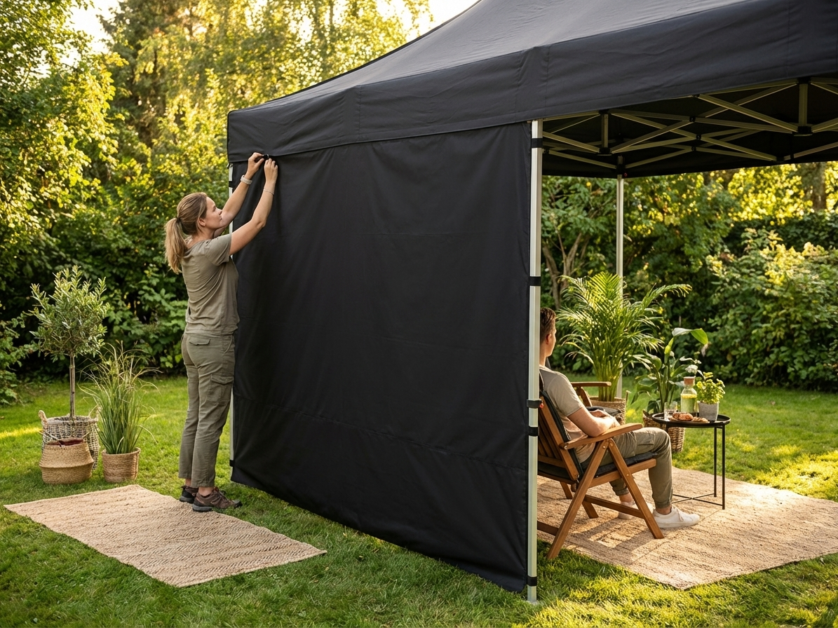 Black sidewall for FleXtents, 4m, polyester with PVC backing - view 3