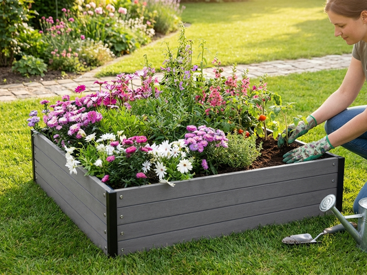 Raised garden bed in anthracite made of WPC - product detail