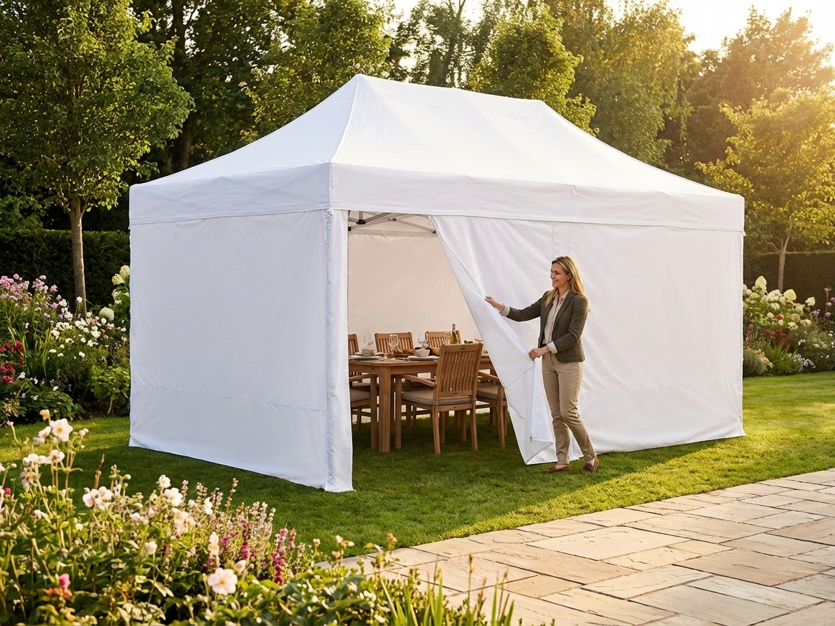 Pop up gazebo sidewall kit in white for outdoor use