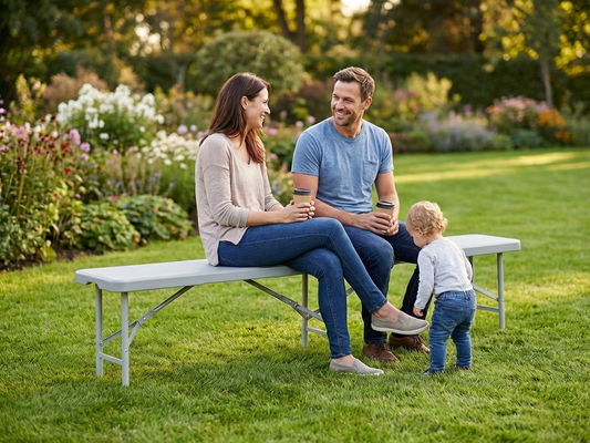 Folding Bench 183x30x43 cm in Light Grey for indoor and outdoor use