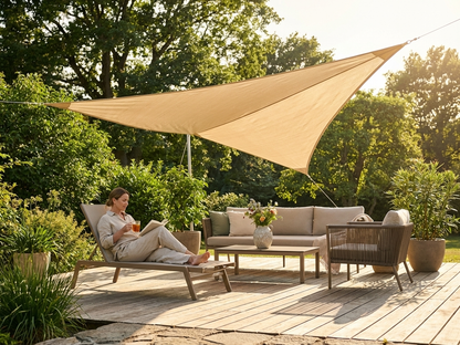 Sand coloured sun sail for outdoor shade - view 3