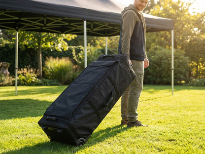 Black carry bag with wheels made from 600D Polyester