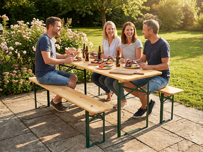 Beer Table Set 180x60x78 cm Pinewood and Steel