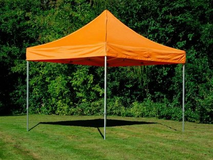 Orange pop-up gazebo with steel frame for outdoor events