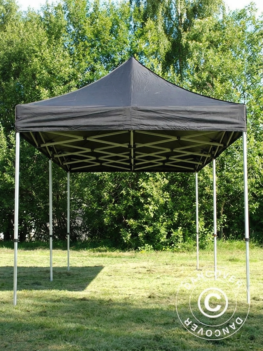 Pop up gazebo 2.5x5m black with aluminium frame for outdoor events