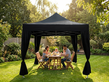 Black pop-up gazebo 3x3m with steel frame for outdoor use - product detail