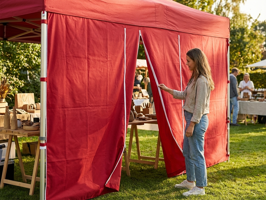 4m red sidewall with zippers for outdoor use - product detail