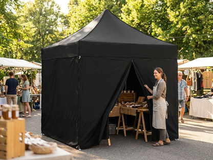 Gazebo sidewall kit in black, 2.5x2.5m, polyester PVC for outdoor use