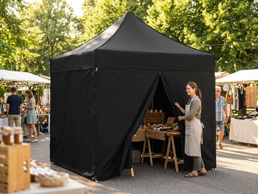 Gazebo sidewall kit in black, 2.5x2.5m, polyester PVC for outdoor use