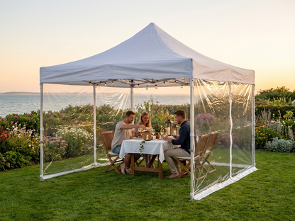 Clear pop-up gazebo 3x3 m with steel frame for outdoor use - product detail