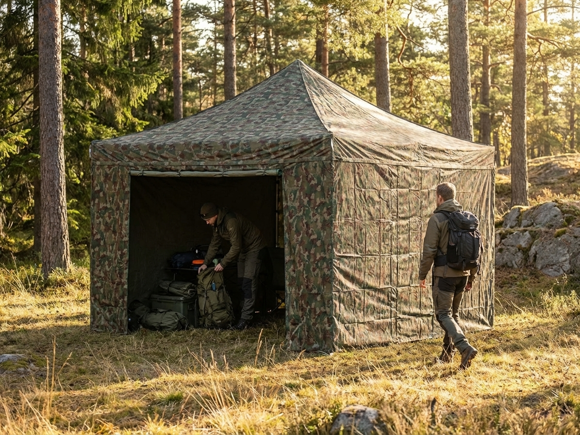 Camouflage pop-up gazebo with aluminium frame for outdoor use - view 3