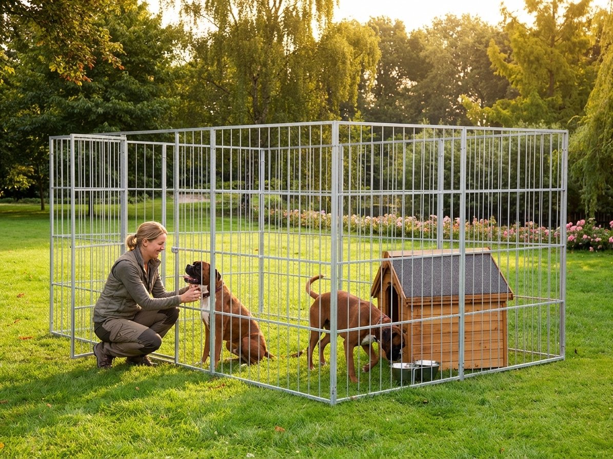 Steel dog run kennel 2.4x2.4m aluminium outdoor - view 3