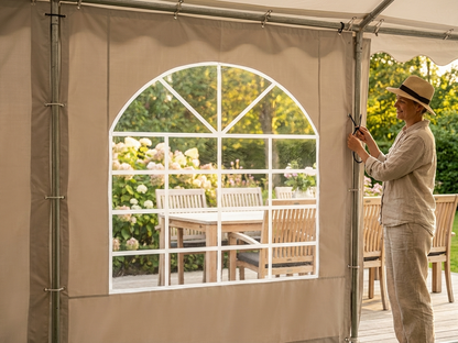 Sidewall with window for marquee, sand colour, 2m, PVC/Polyester - product detail
