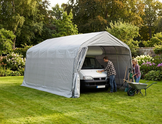Portable Garage in Grey with Polyethylene and Steel Construction - product detail
