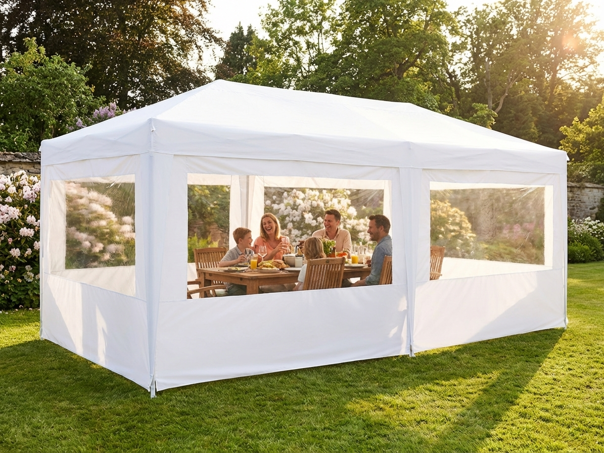 White pop-up gazebo with aluminium frame for outdoor events