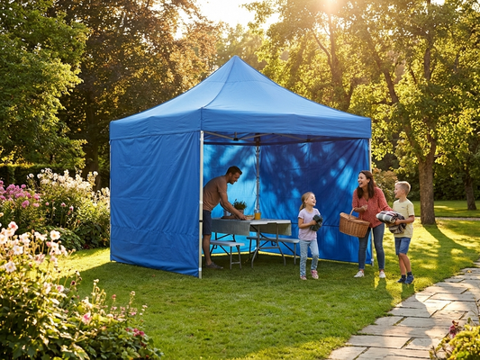 Blue pop-up gazebo with aluminium frame for outdoor events - product detail