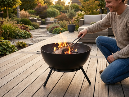 Black carbon steel fire bowl for outdoor use - product detail