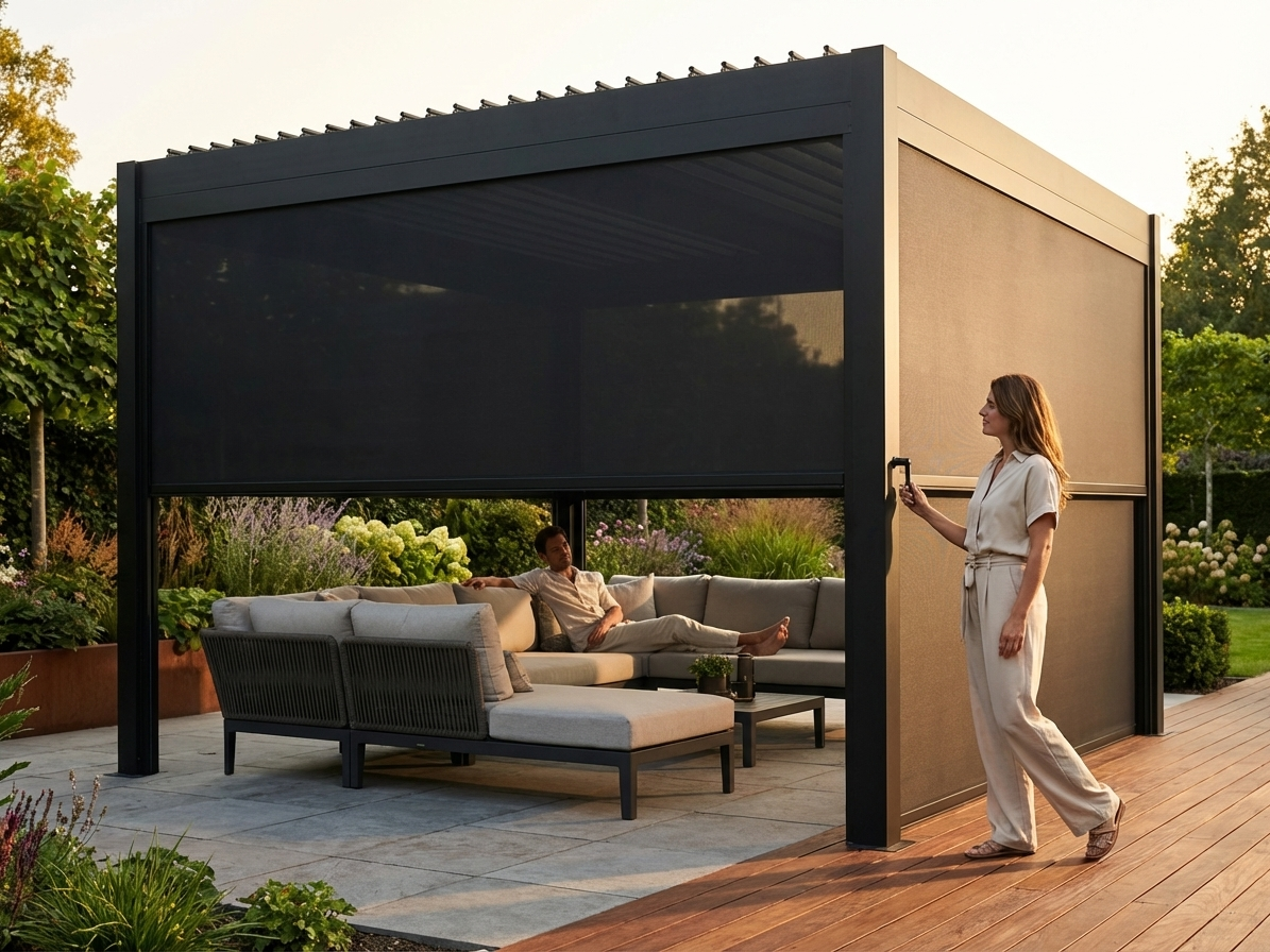 Black Gazebo Sidewall Screen for Outdoor Pergola
