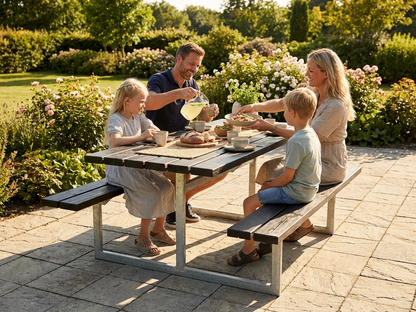Black picnic table made of pinewood with galvanised steel frame - view 3