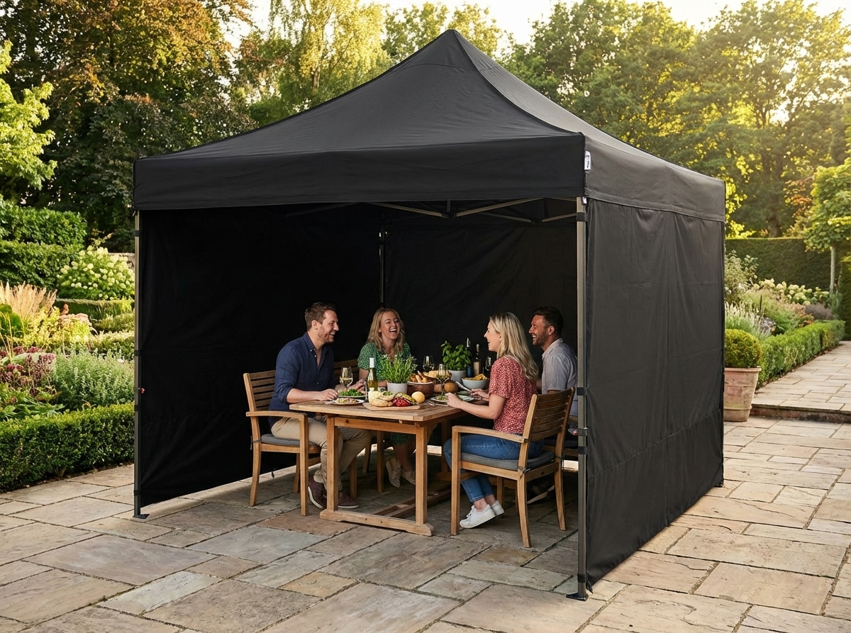 Black pop up gazebo with aluminium frame, perfect for outdoor events - view 3