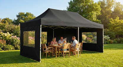Black pop up gazebo with aluminium frame for outdoor use - product detail