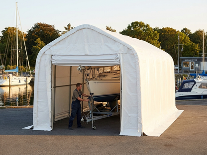 White PVC storage tent for industrial use, dimensions 5.5x20m - view 3