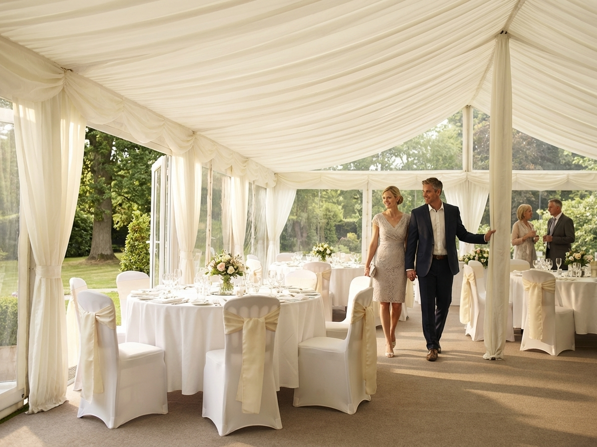White Marquee Lining and Leg Curtain Pack for 7x14m Semi Pro Plus - view 3