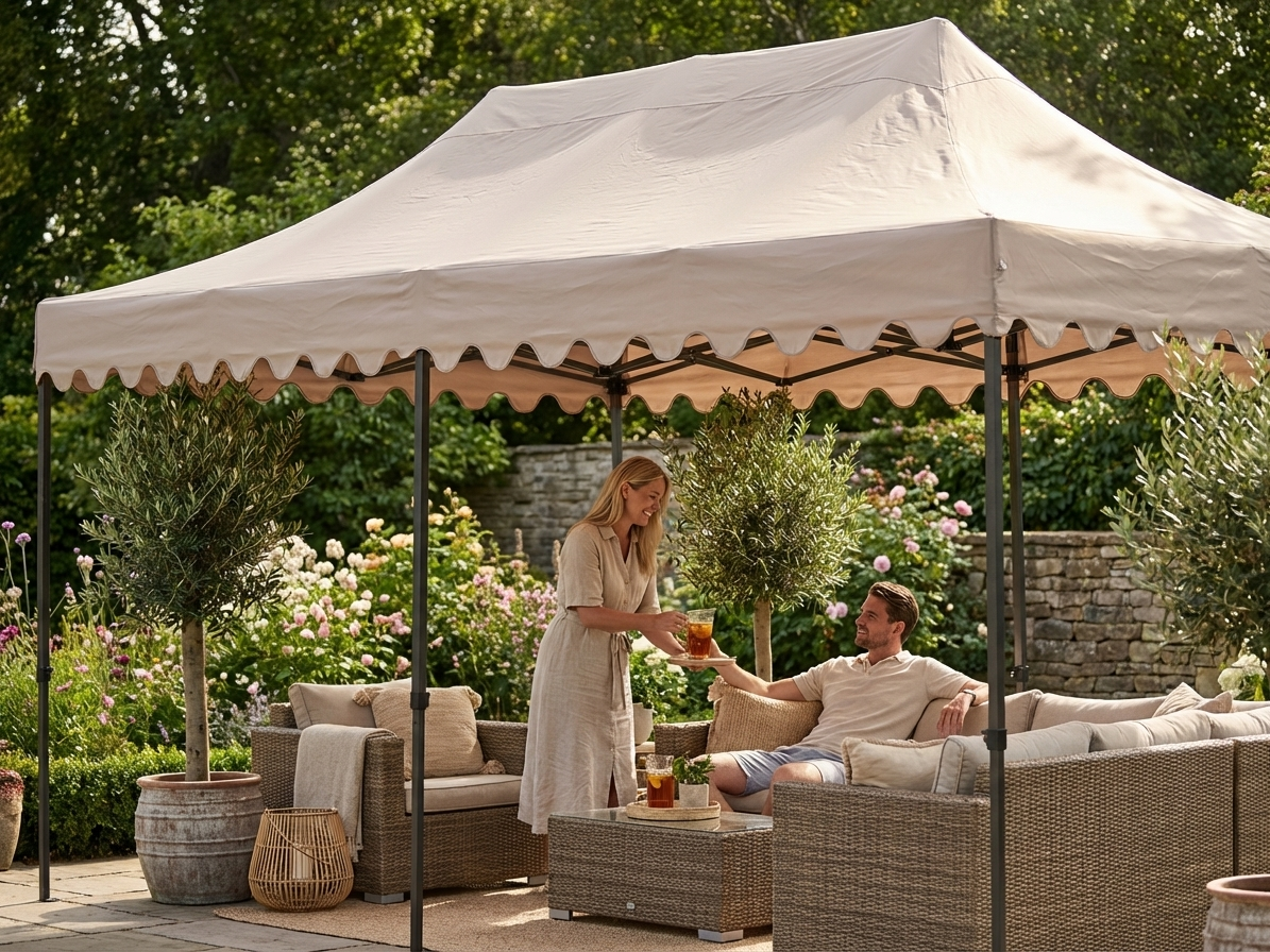 Latte-coloured roof cover for 4x6m pop-up gazebo