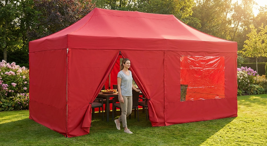 Red Gazebo Sidewall Kit 3x4.5m for Outdoor Use