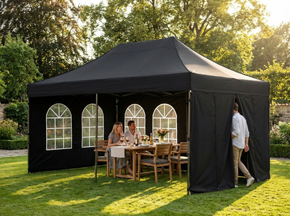 Sidewall kit for pop up gazebo, black polyester - view 3