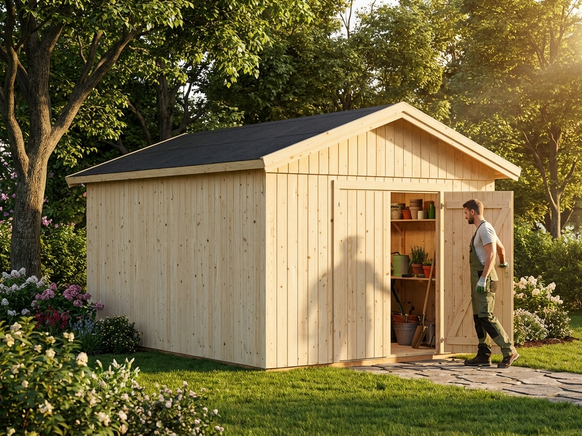 Wooden Shed in Natural Nordic Spruce for Garden Storage - view 3
