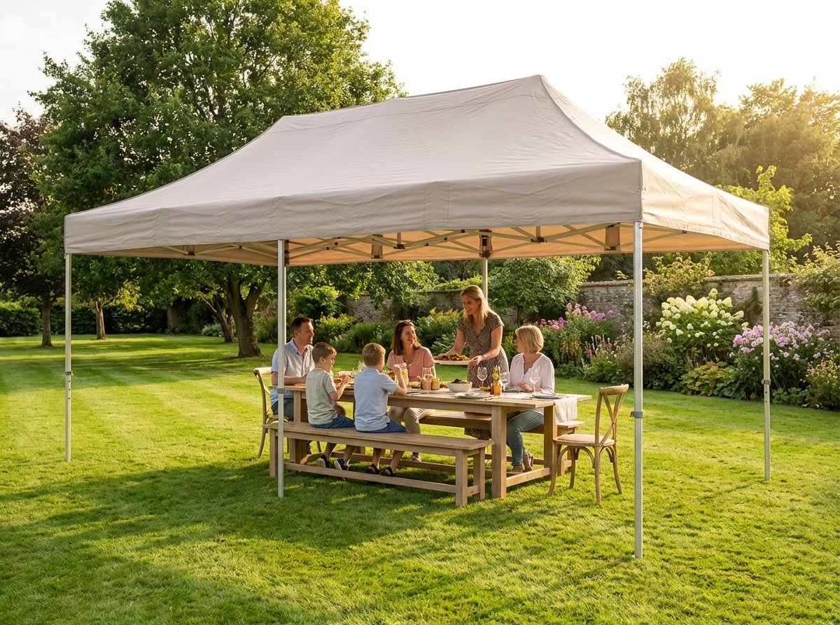 Pop up gazebo with steel frame in latte colour for outdoor events - view 3