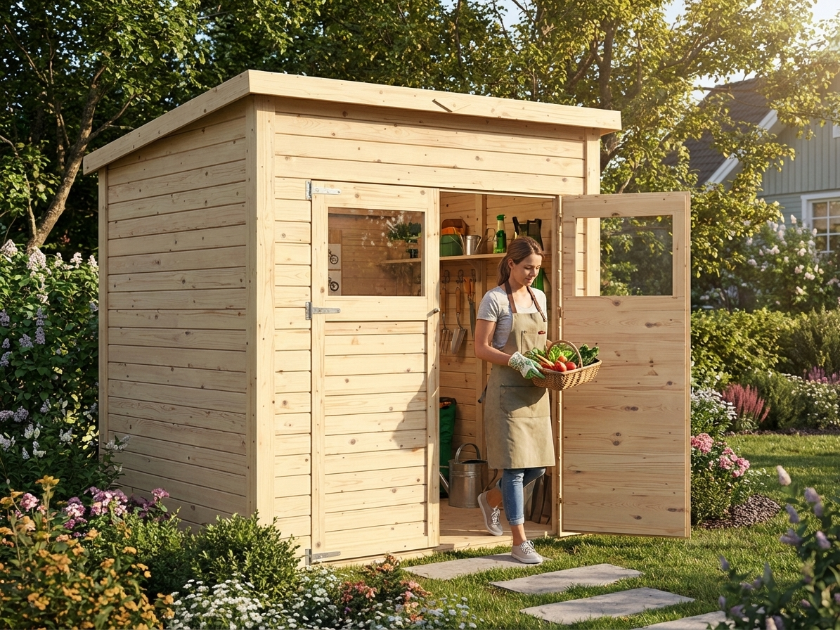 Wooden shed made of Nordic Spruce, perfect for domestic use