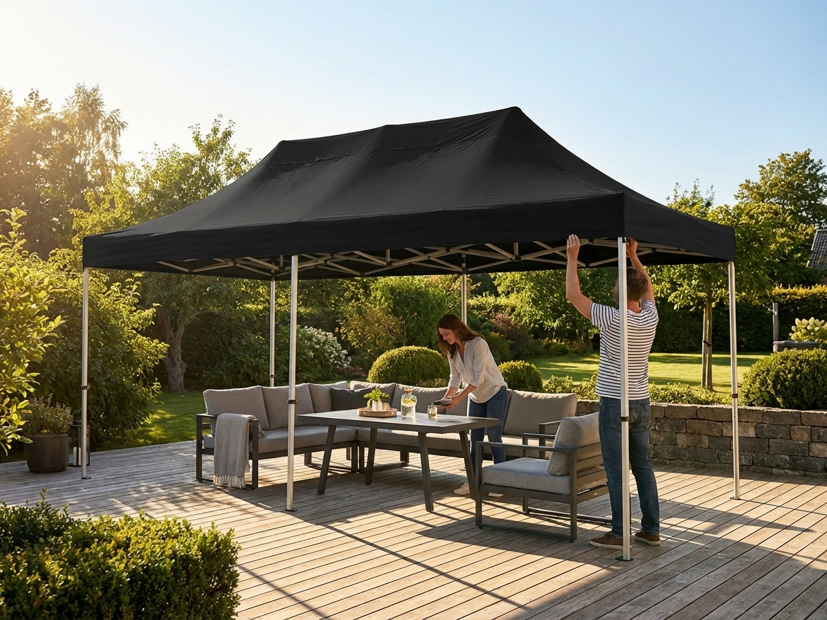 Black gazebo roof cover, 2.5x5 metres, outdoor use - product detail