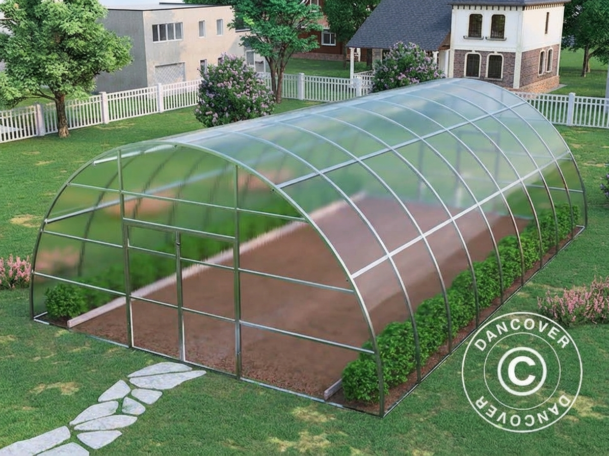Greenhouse polycarbonate with galvanised steel frame, spacious and durable - product detail