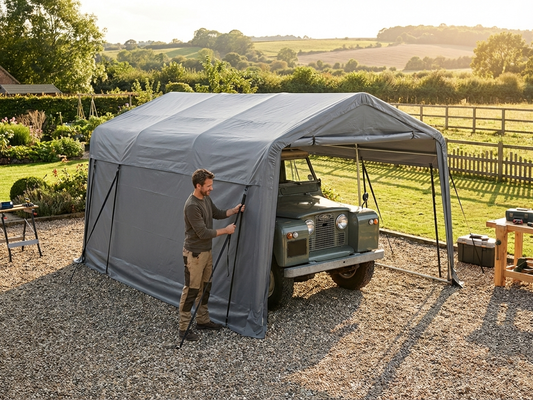 Grey polyethylene roof cover for portable garage, 3.3x4.8 m