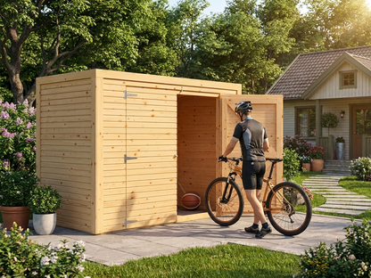 Wooden Bike Shed in Natural Finish - view 3