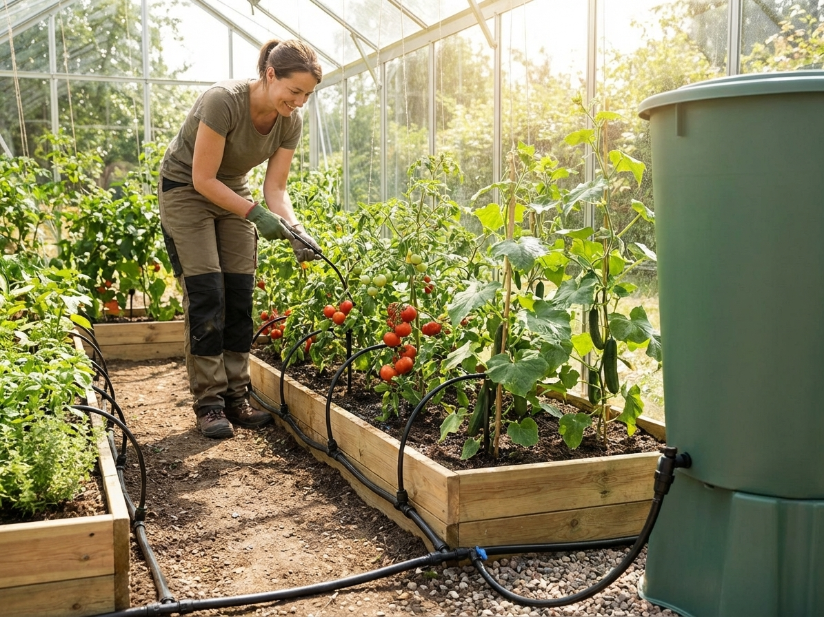 Greenhouse irrigation system in black with self-flow mechanism - view 3
