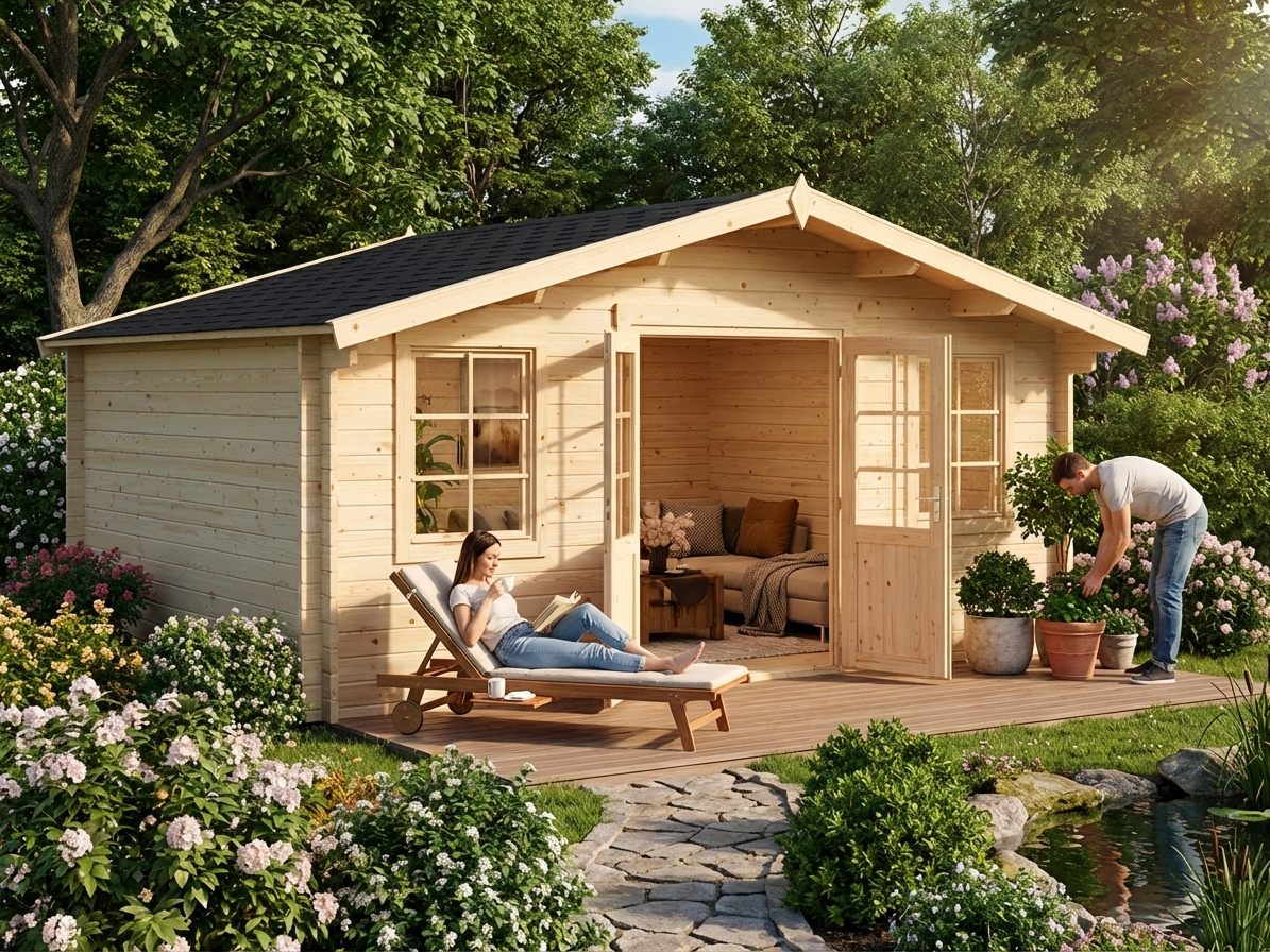 Natural wooden cabin made from Nordic Spruce, ideal for outdoor use - product detail
