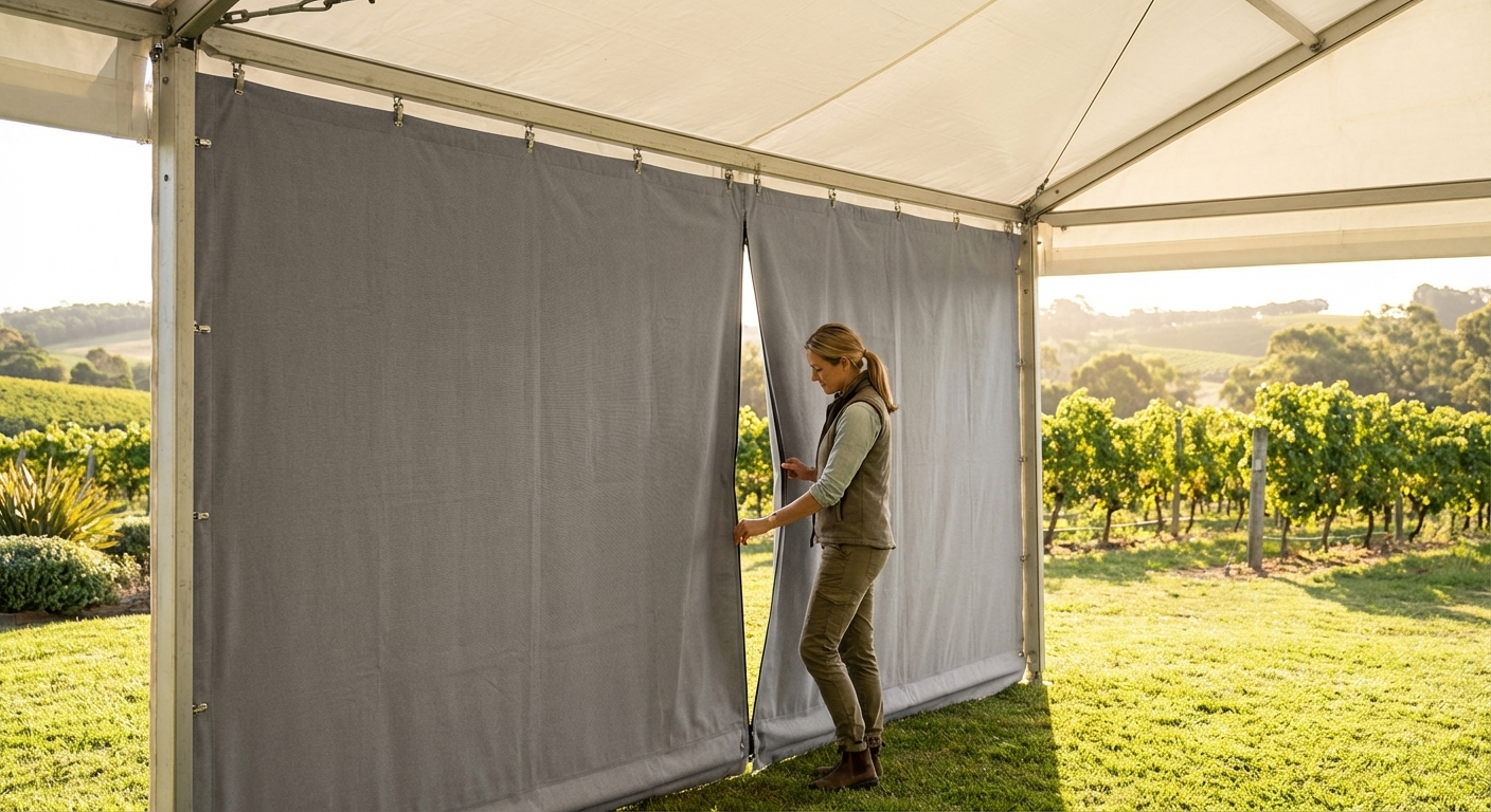White 7m partition wall made of strong PVC for marquees - product detail