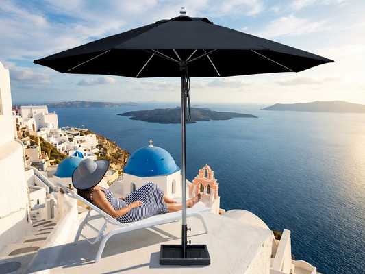 Black garden parasol with 3.5m diameter for outdoor use - product detail