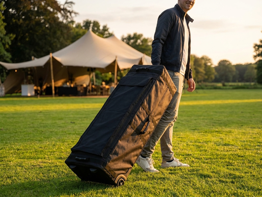 Black carry bag with wheels made of waterproof 600D polyester