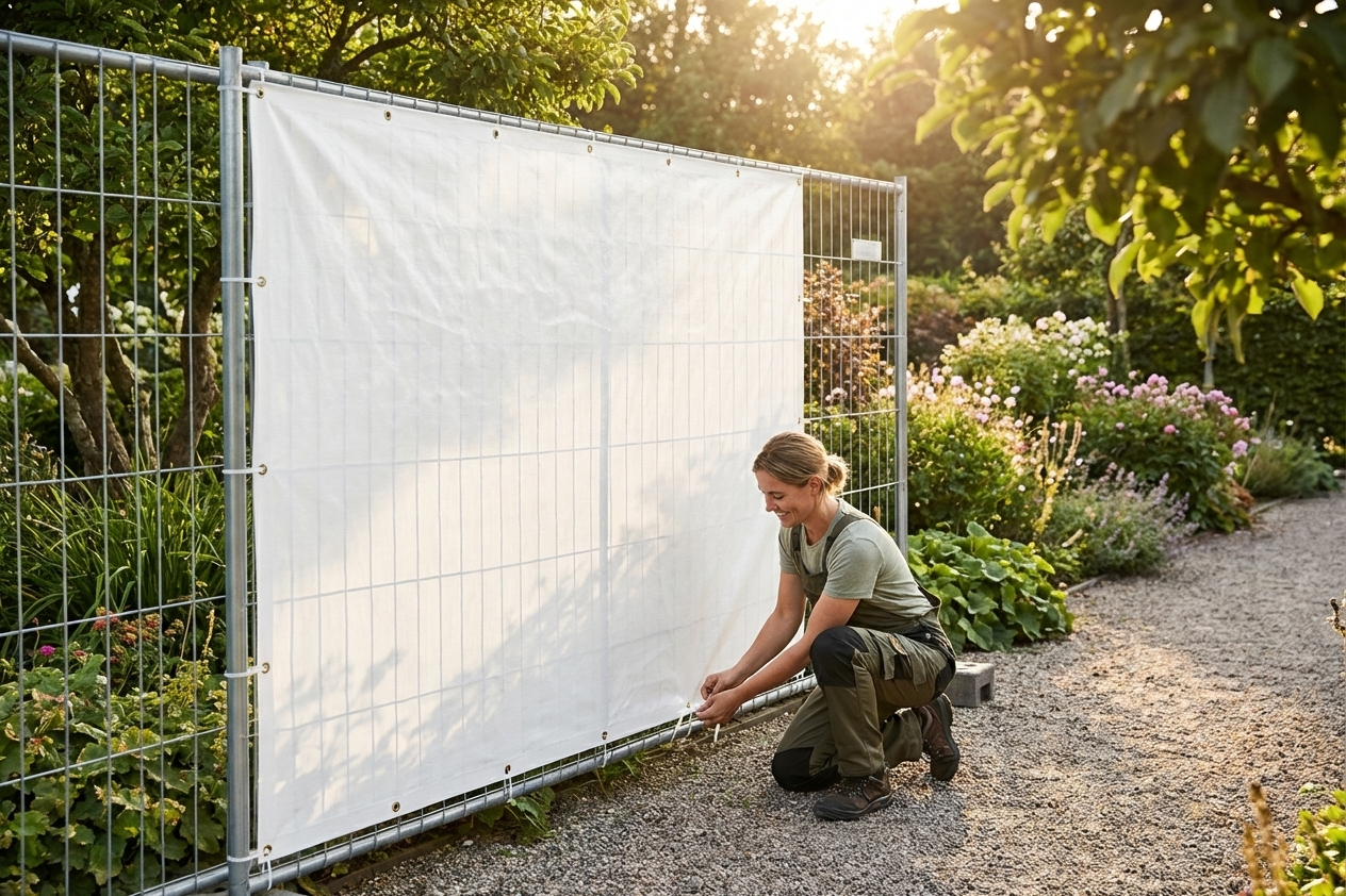 White Fence Tarpaulin for Outdoor Use - product detail
