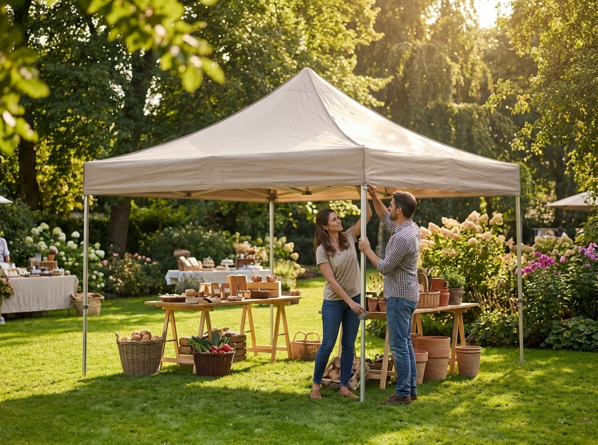 Pop up gazebo with latte shade and steel frame - view 3