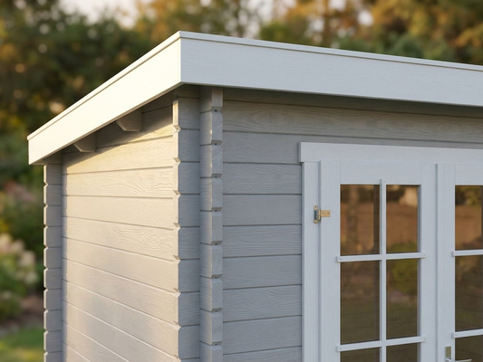 Wooden garden shed in light grey, 3.8x2.3 m, Nordic Spruce