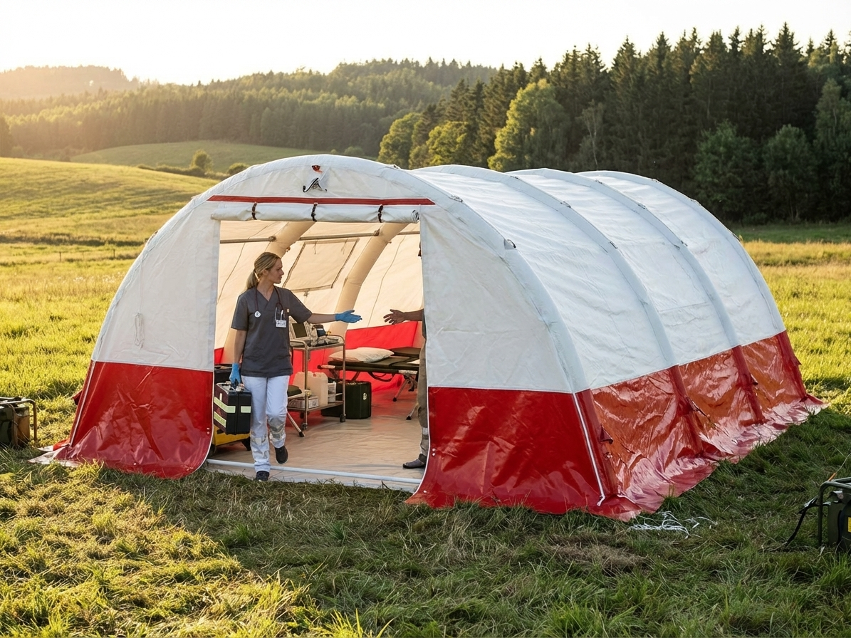 Inflatable medical tent in white and red, emergency shelter - view 3