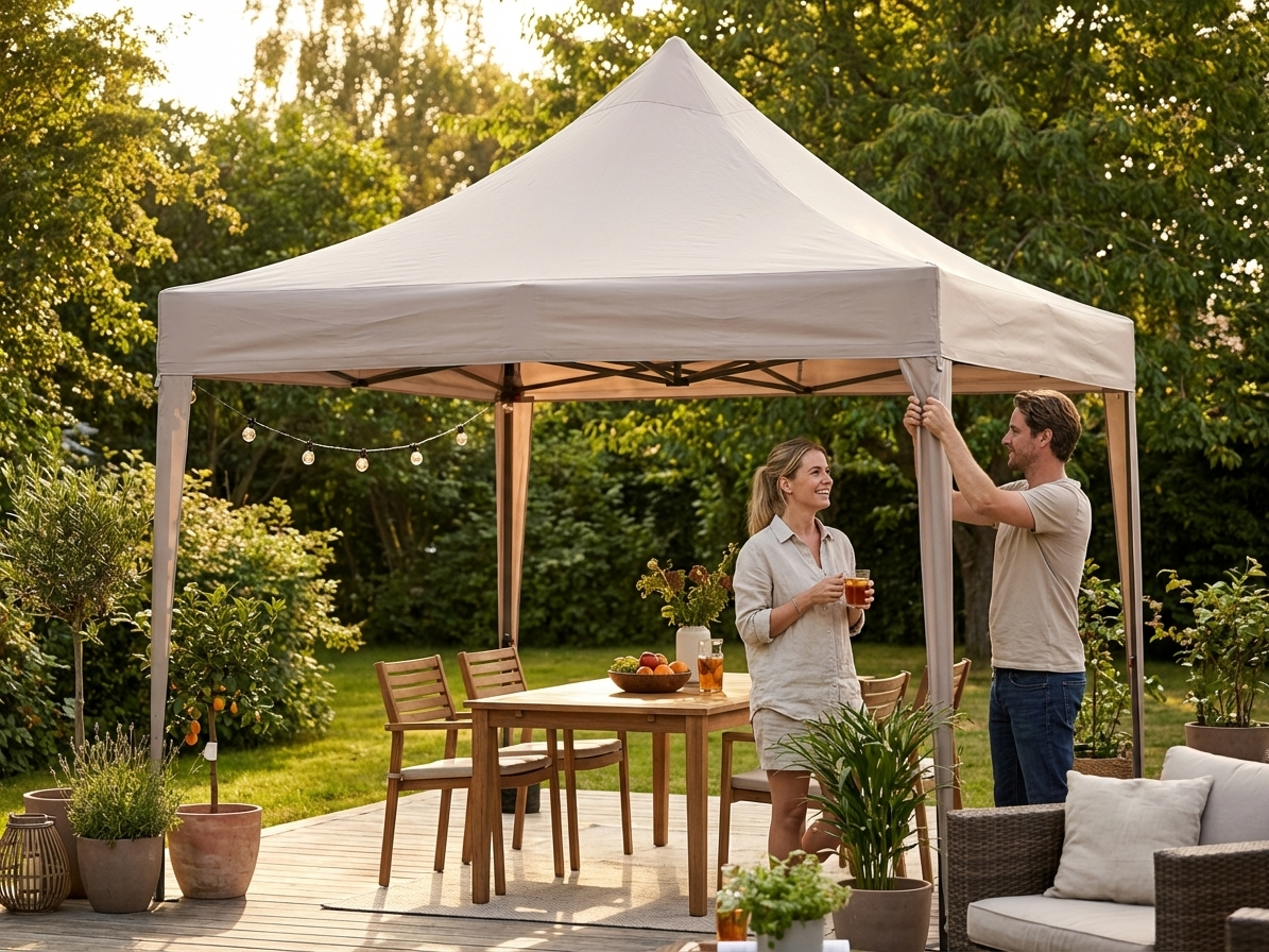 Gazebo roof cover 3x3m latte, outdoor use - view 3