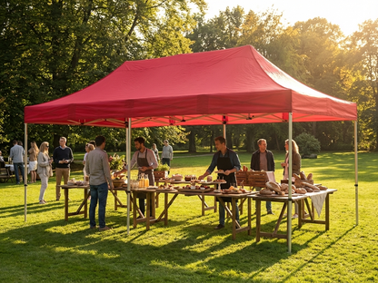 Red pop-up gazebo 4x8m with aluminium frame for outdoor events - product detail