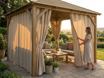 Gazebo curtain in sand colour for outdoor use - product detail
